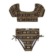 Flapdoodles girls Peasant Crop Top 2pc Swimsuit, 2T